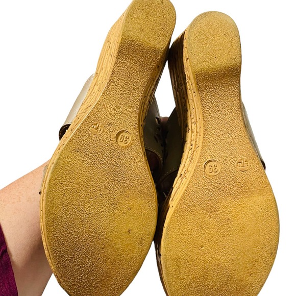 Spring Step Platform Wedge Laser Cut Sandals Women's Size EUR 39 US 8  Leather - Picture 6 of 6